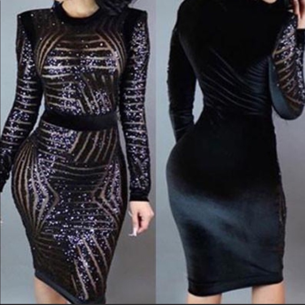 NEW Black and gold sequin mini bodycon